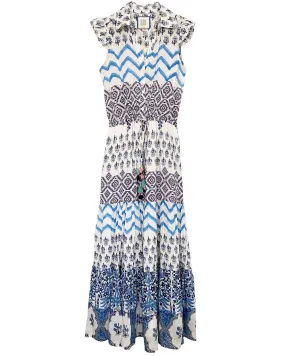 Blue Drawstring Bree Maxi Dress