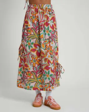 Botanical Seersucker Cotton Midaxi Skirt