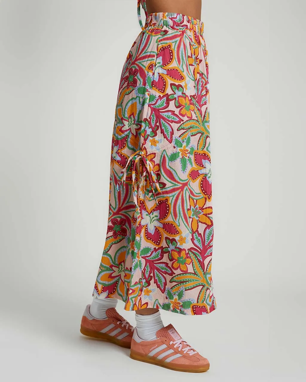 Botanical Seersucker Cotton Midaxi Skirt