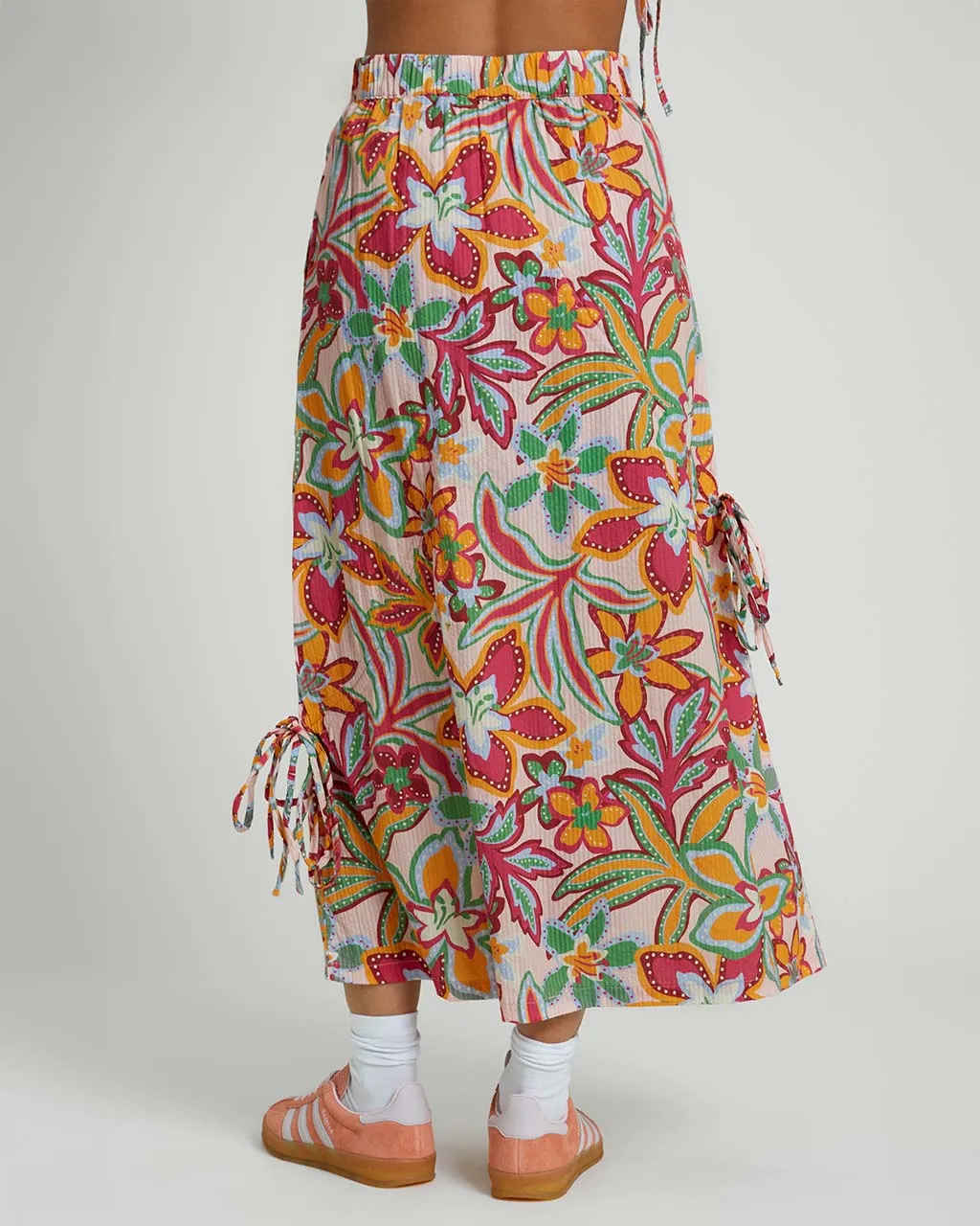 Botanical Seersucker Cotton Midaxi Skirt