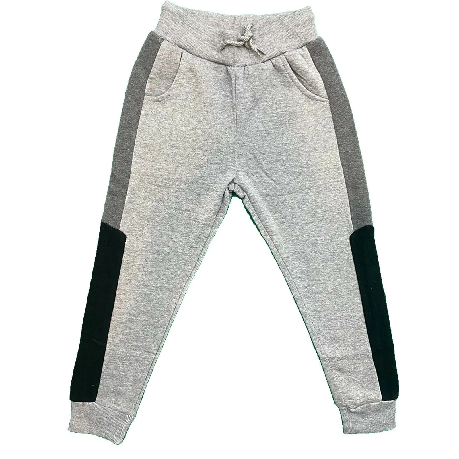 Boys Kids Panel Jogging Sports Warm Tracksuit Bottoms Fleece Winter Joggers Gym