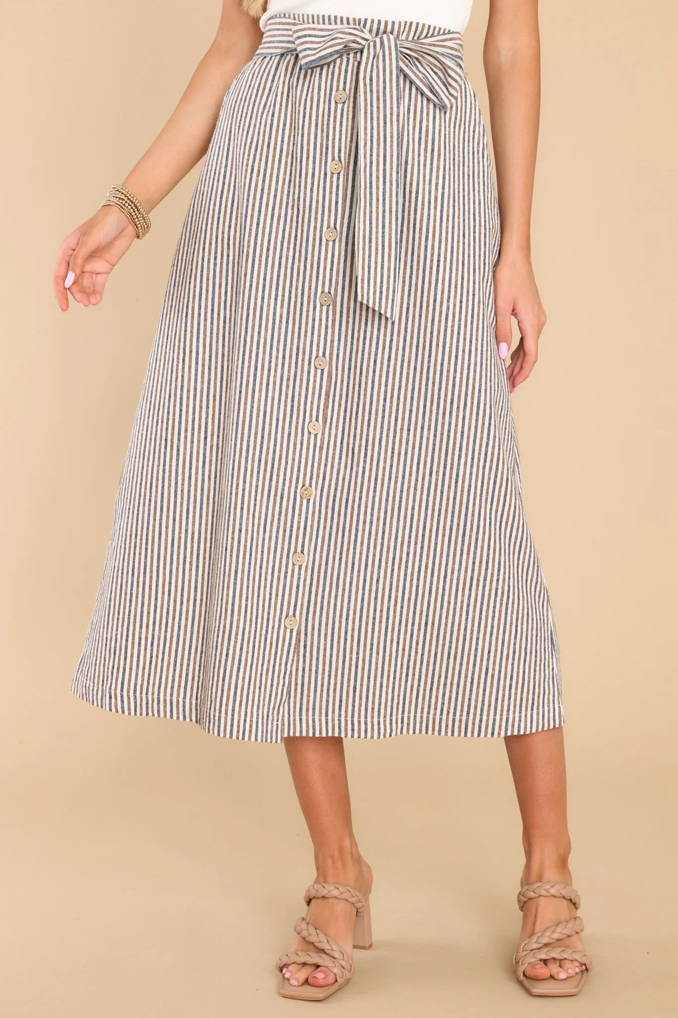 Breeze On By Beige Stripe Maxi Skirt