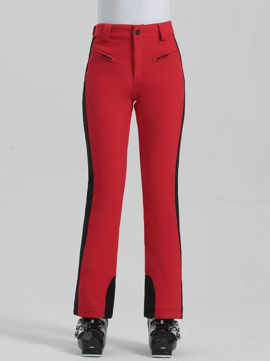 Bright Color Slim Fit Snow Pants Womens High Waisted Ski Pants