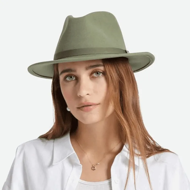 Brixton Messer Packable Fedora - Olive Surplus