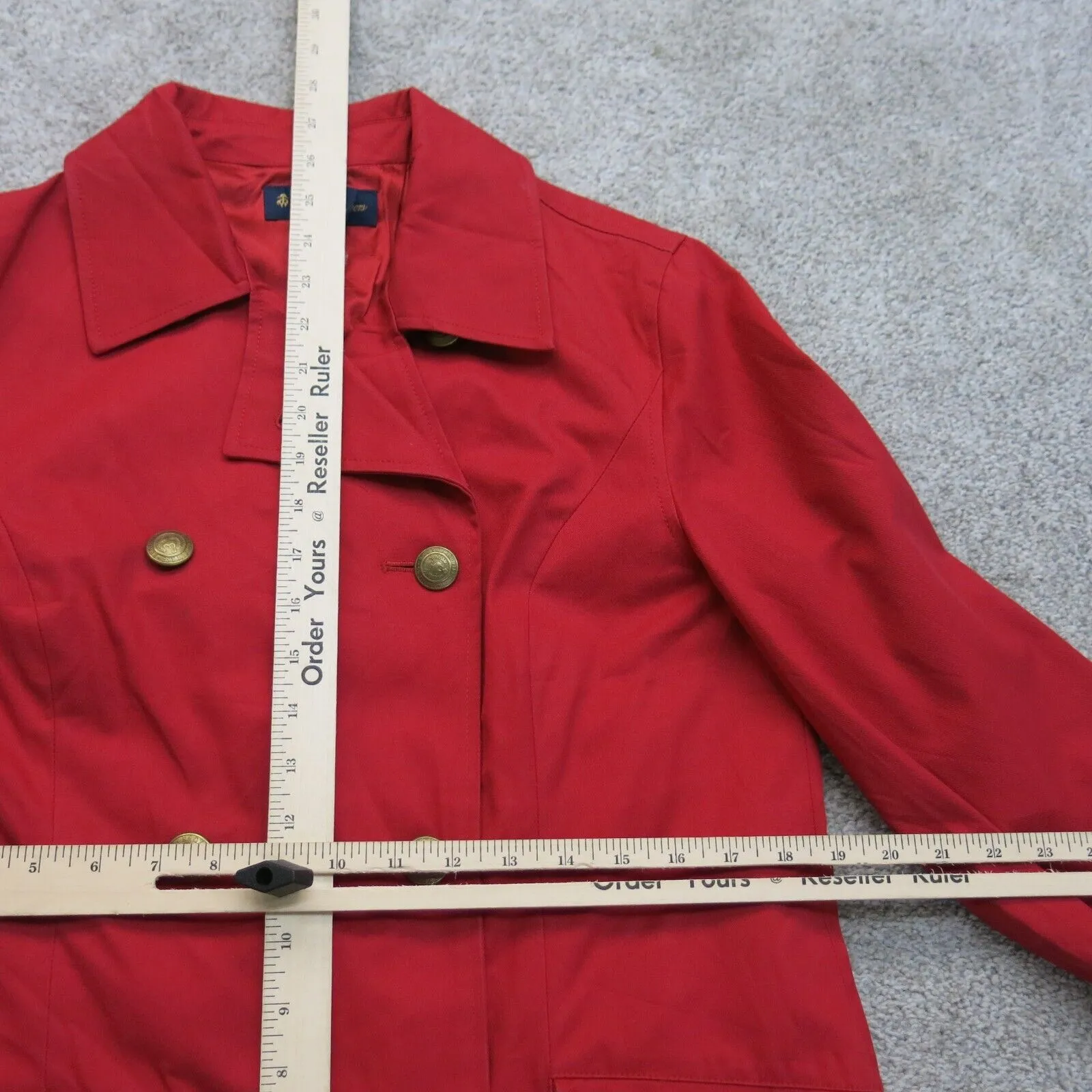 Brooks Brother Womens Double Breasted Pea Coat Long Sleeve 100% Cotton Red SZ 10