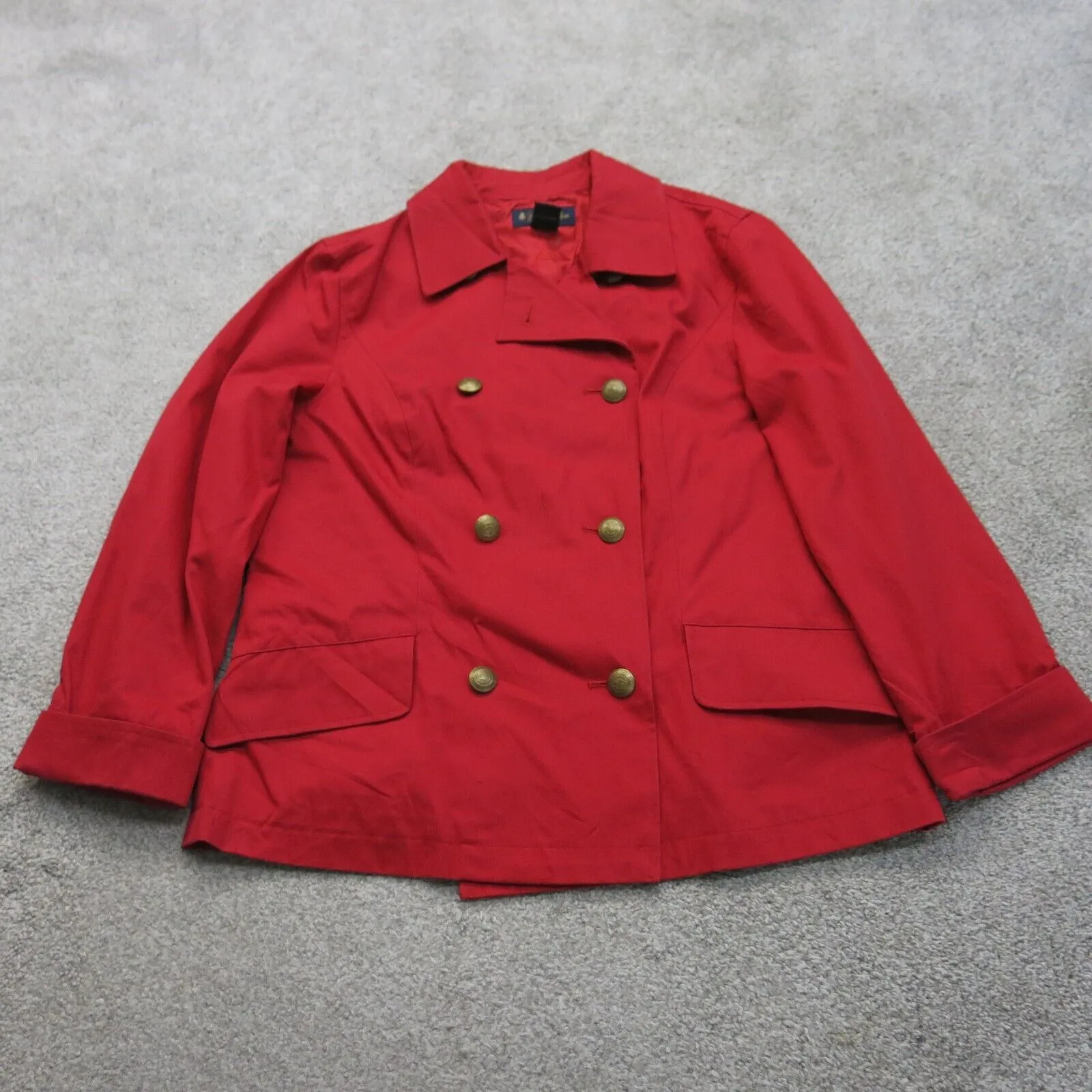 Brooks Brother Womens Double Breasted Pea Coat Long Sleeve 100% Cotton Red SZ 10