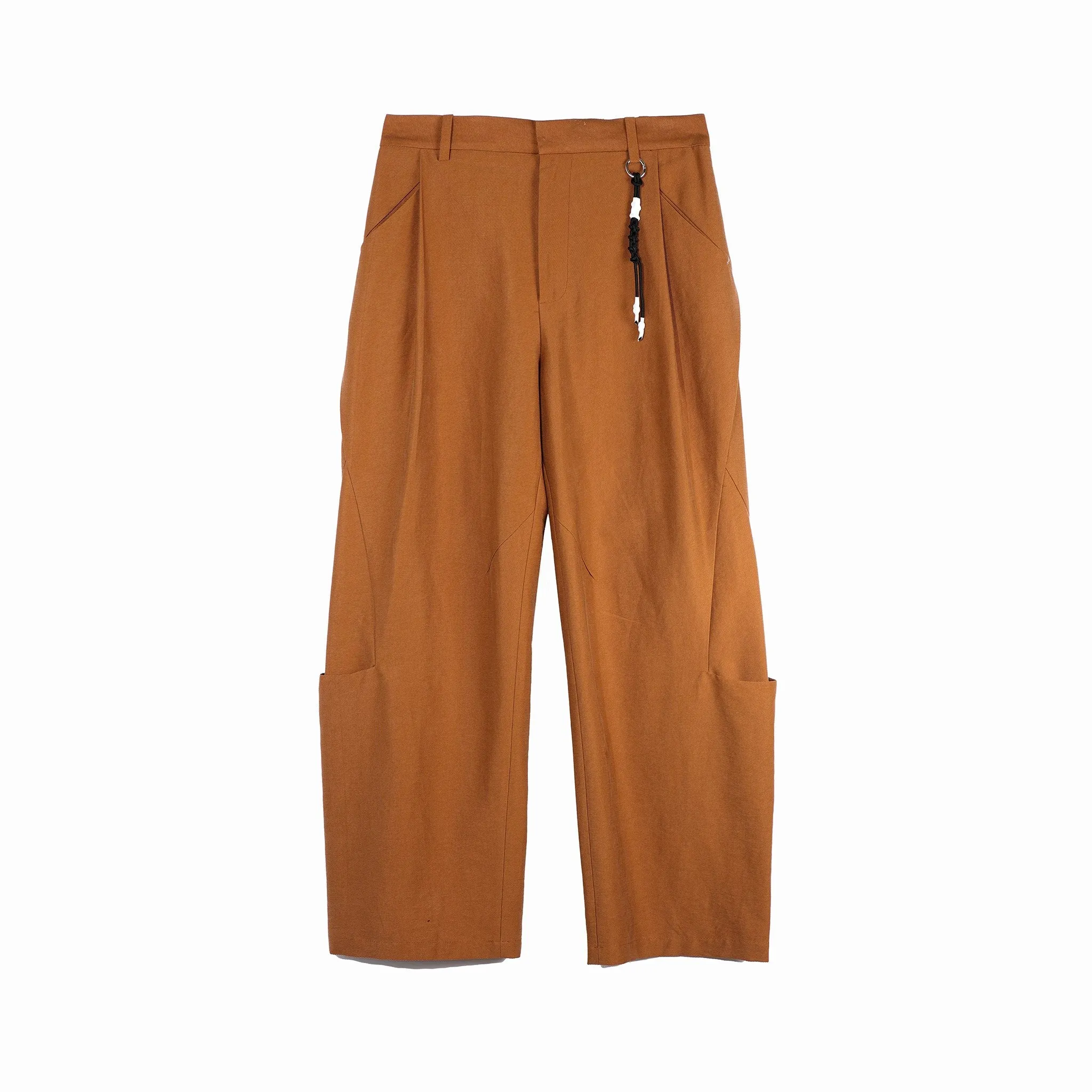 Brown Decorative Line 3D Structured Pants