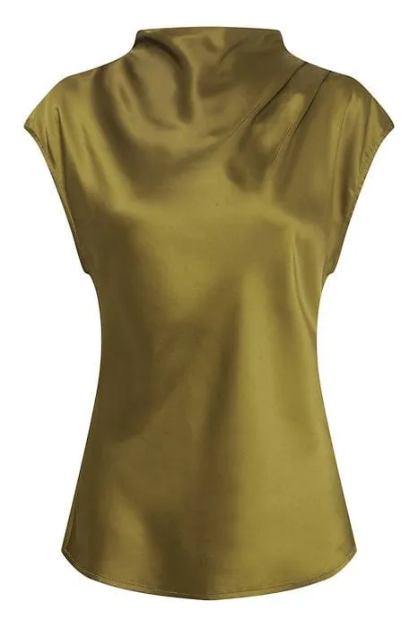 b.young Byesto Satin Top Fir Green