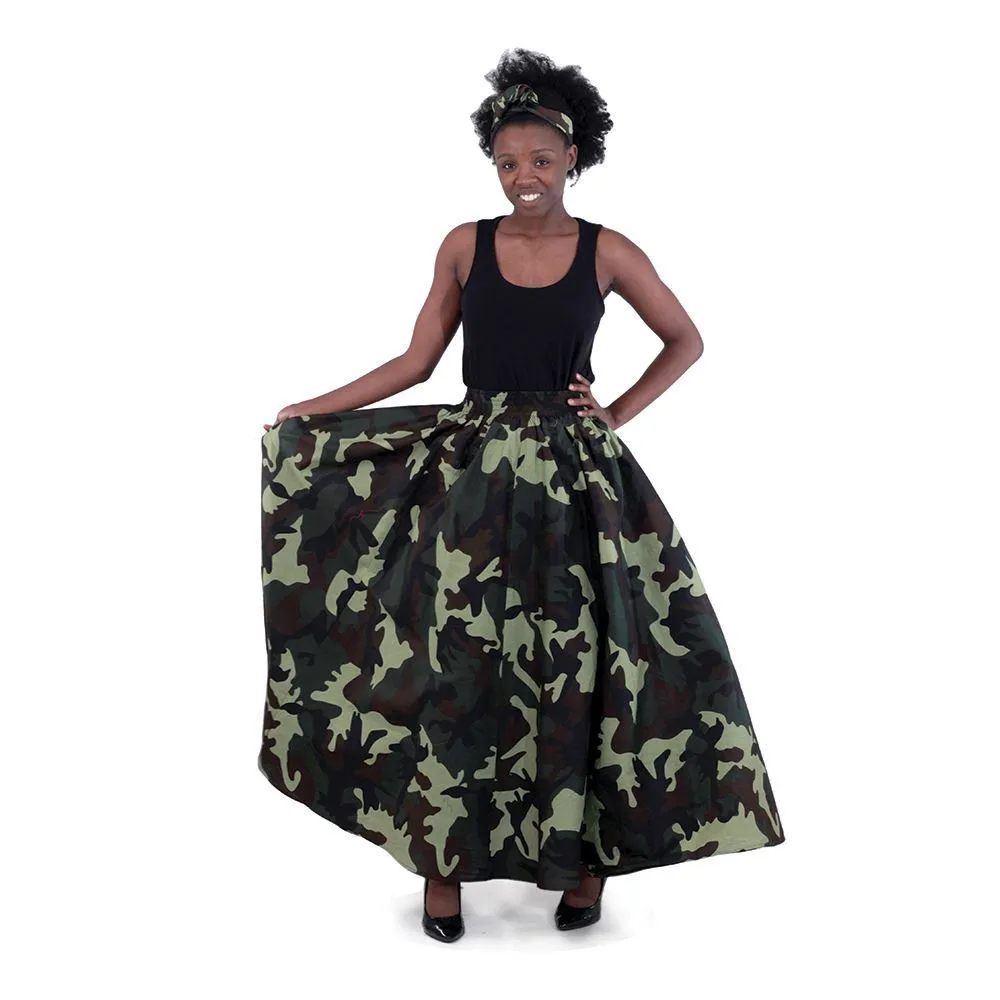 Camo Print Maxi Skirt