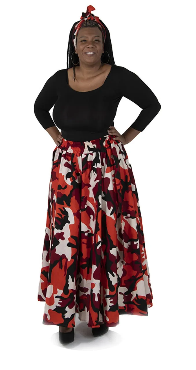 Camo Print Maxi Skirt