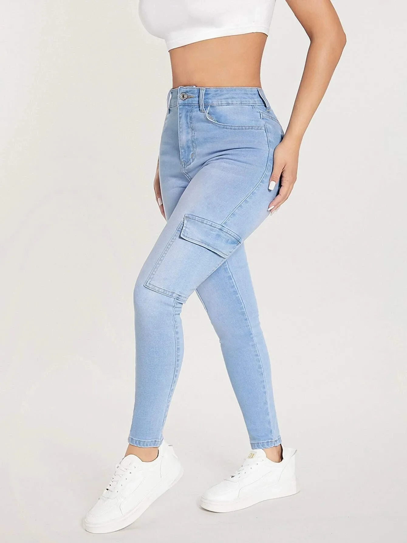 Cargo Jeans With Side Flap Pockets