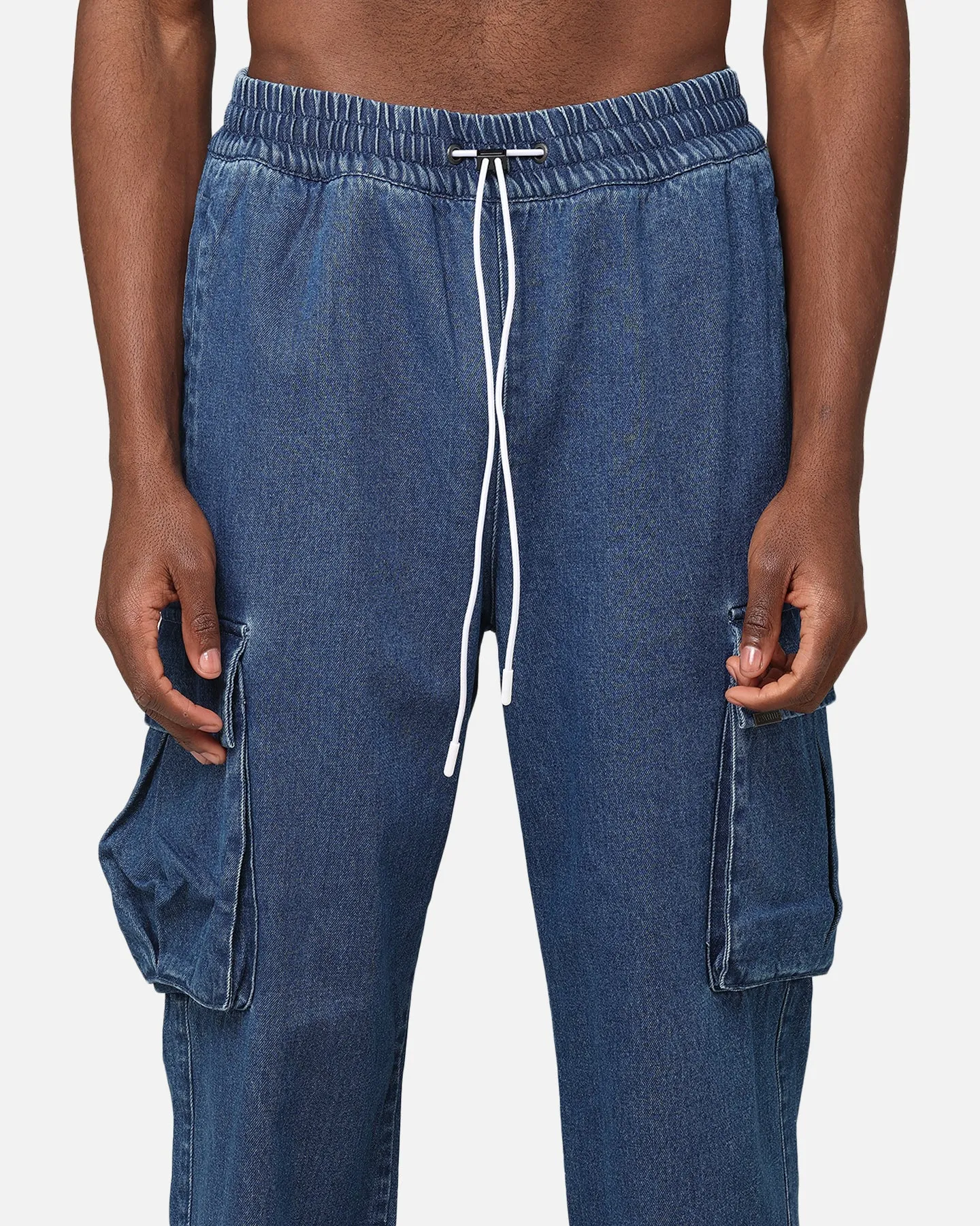 Carre Denim Superior Cargo Joggers Mid Blue Denim