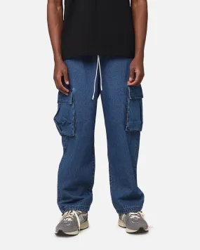 Carre Denim Superior Cargo Joggers Mid Blue Denim