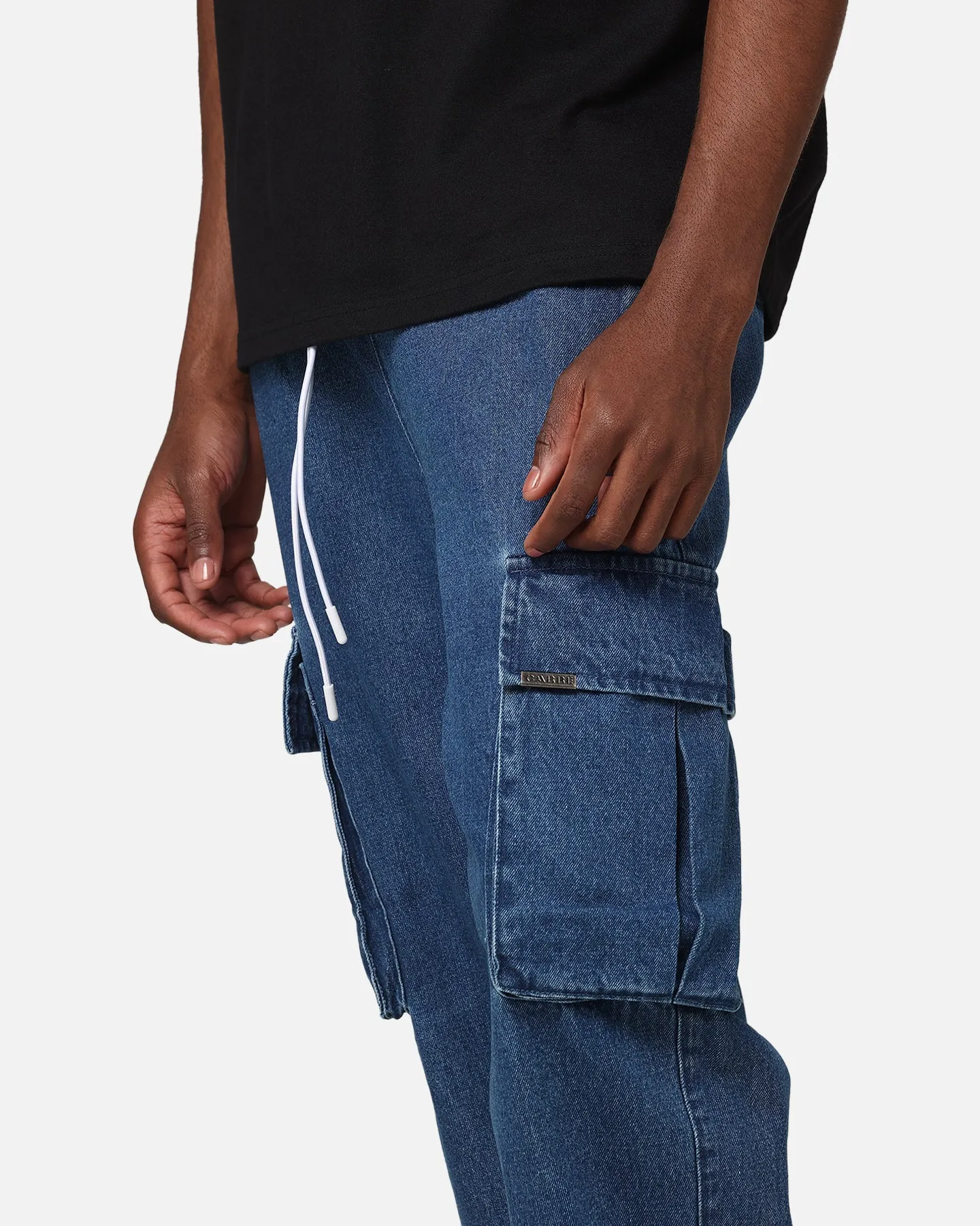 Carre Denim Superior Cargo Joggers Mid Blue Denim