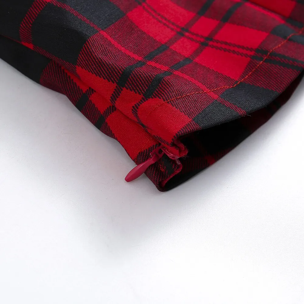 'Carry on' Red Grunge Plaid Top