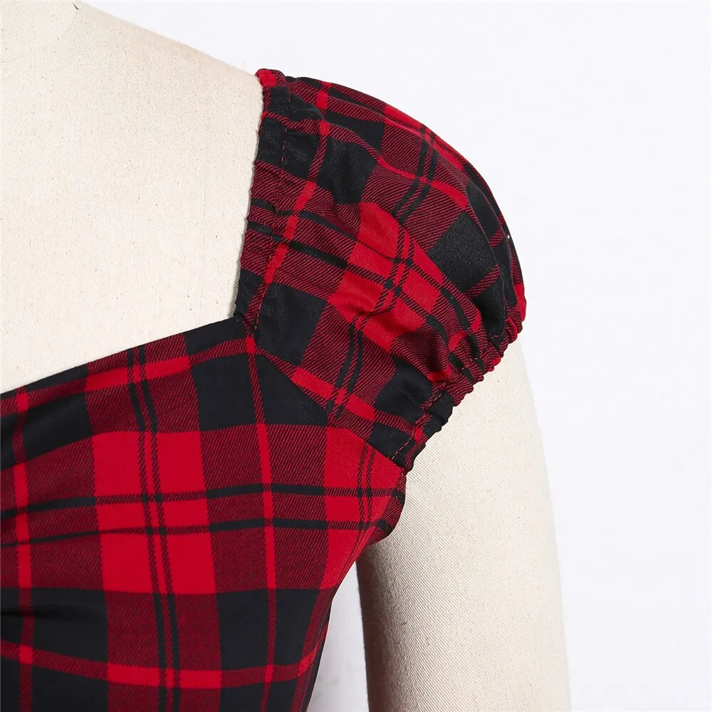 'Carry on' Red Grunge Plaid Top