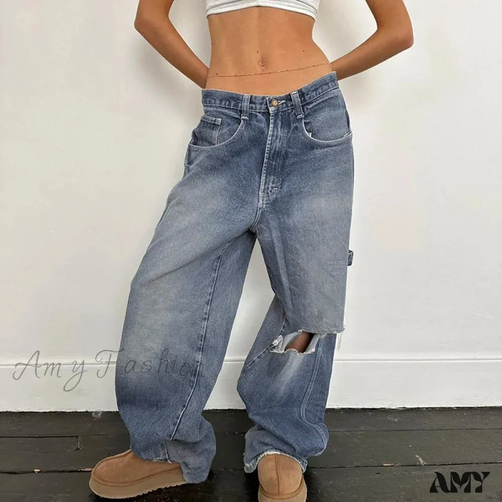 Casual Loose Baggy Distressed Stylish Comfortable Trendy Modern Unique Classic Jean