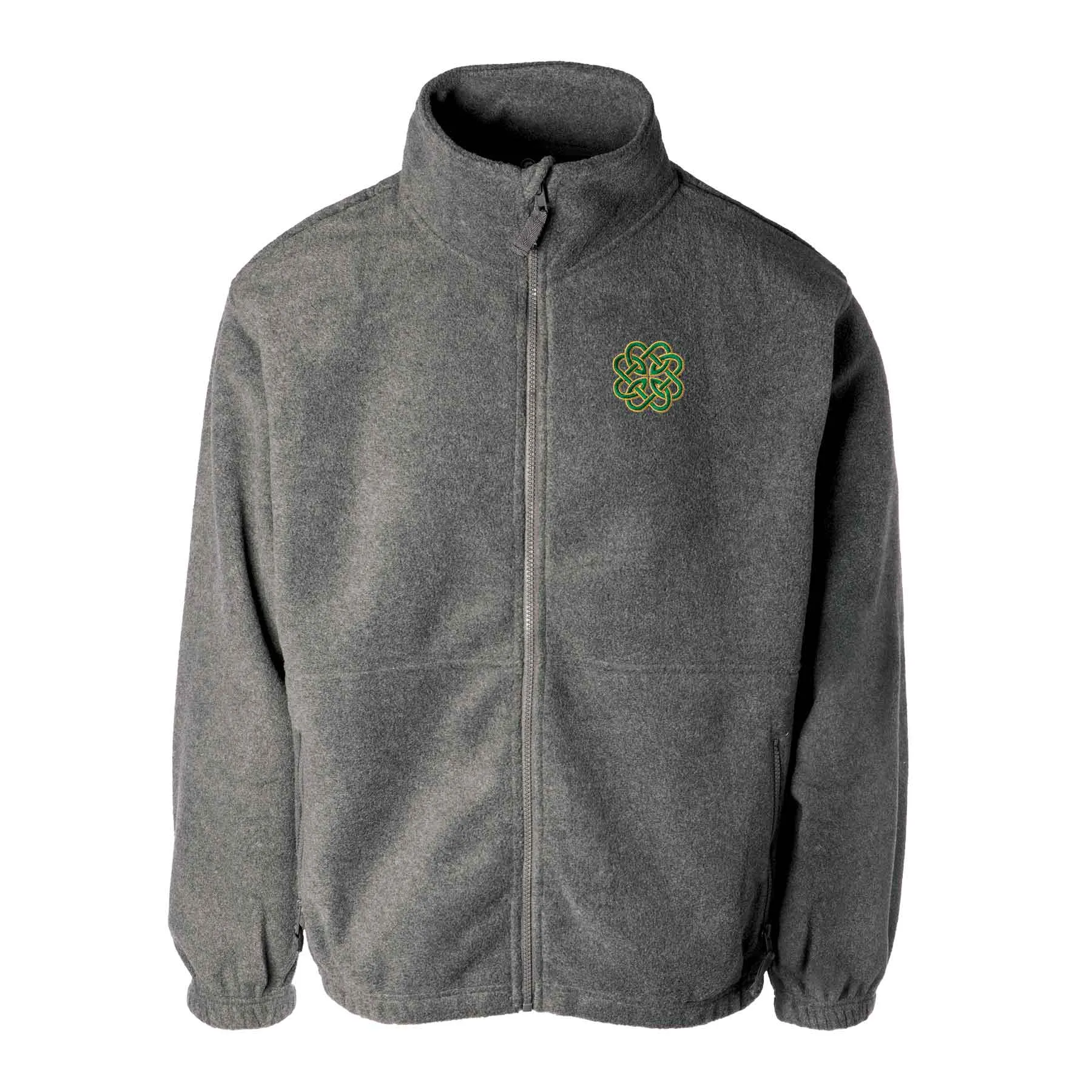 Celtic Clover Knot Embroidered Personalized Fleece Full Zip- Charcoal