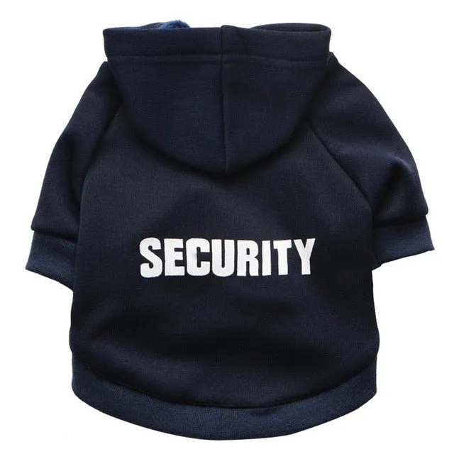 Classical Security Dog Clothes Warm Fleece Winter Hoodie