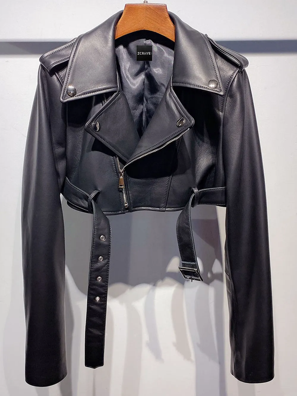 CLISTA Cropped Leather Jacket