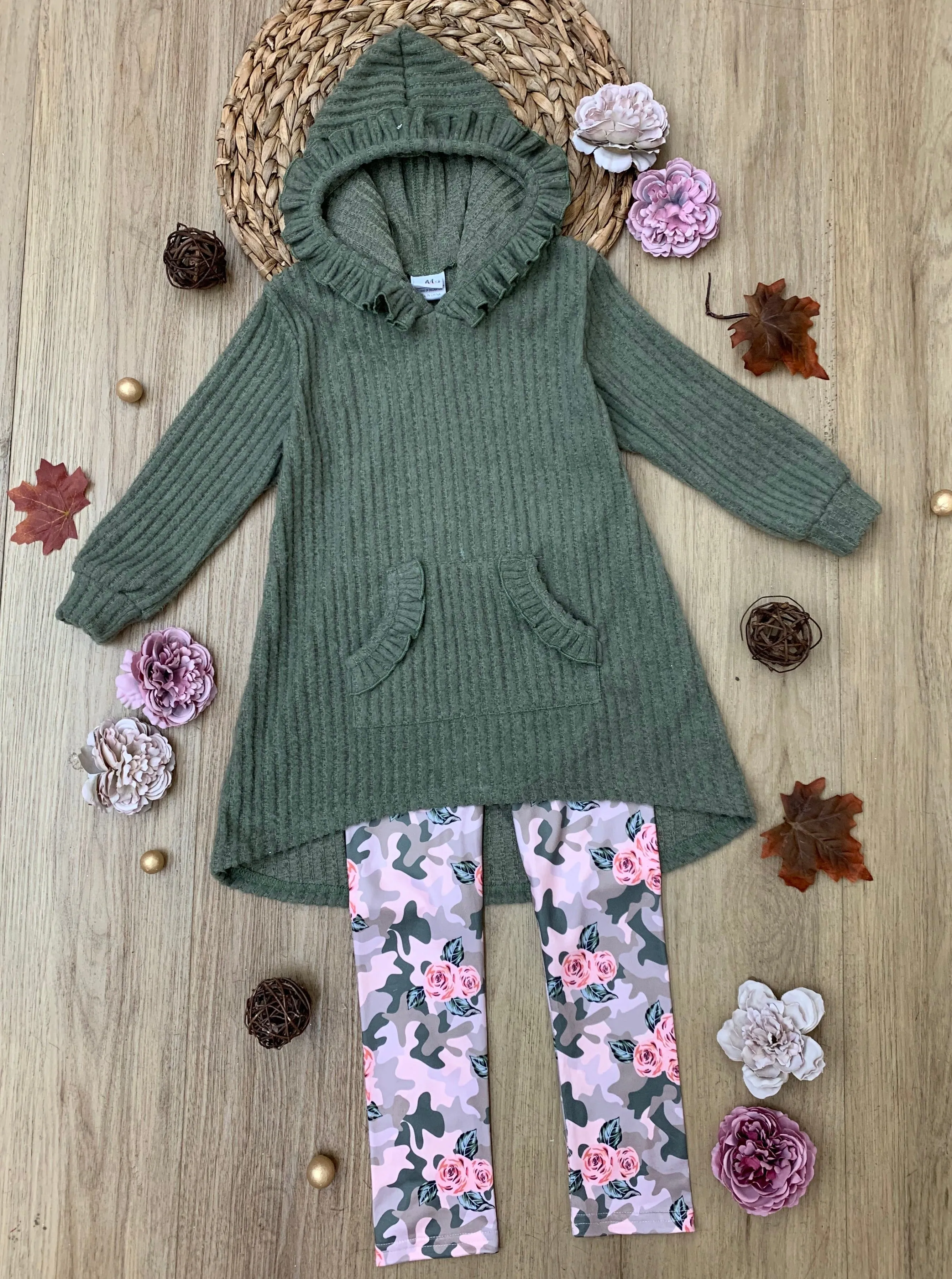 Cozy Woodland Hooded Tunic and Camouflage Legging Set