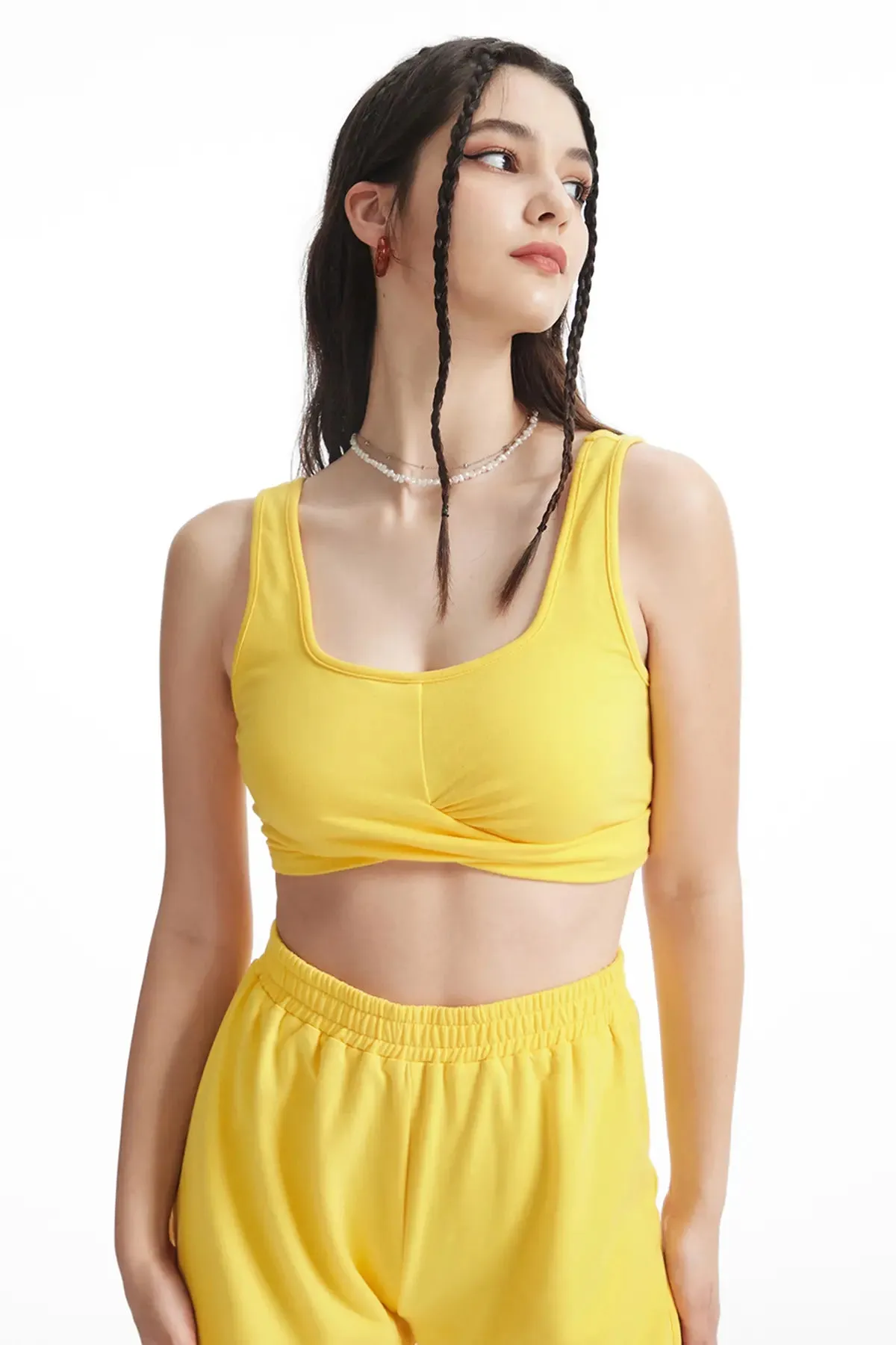 Criss Cross U Neck Crop Tank Top