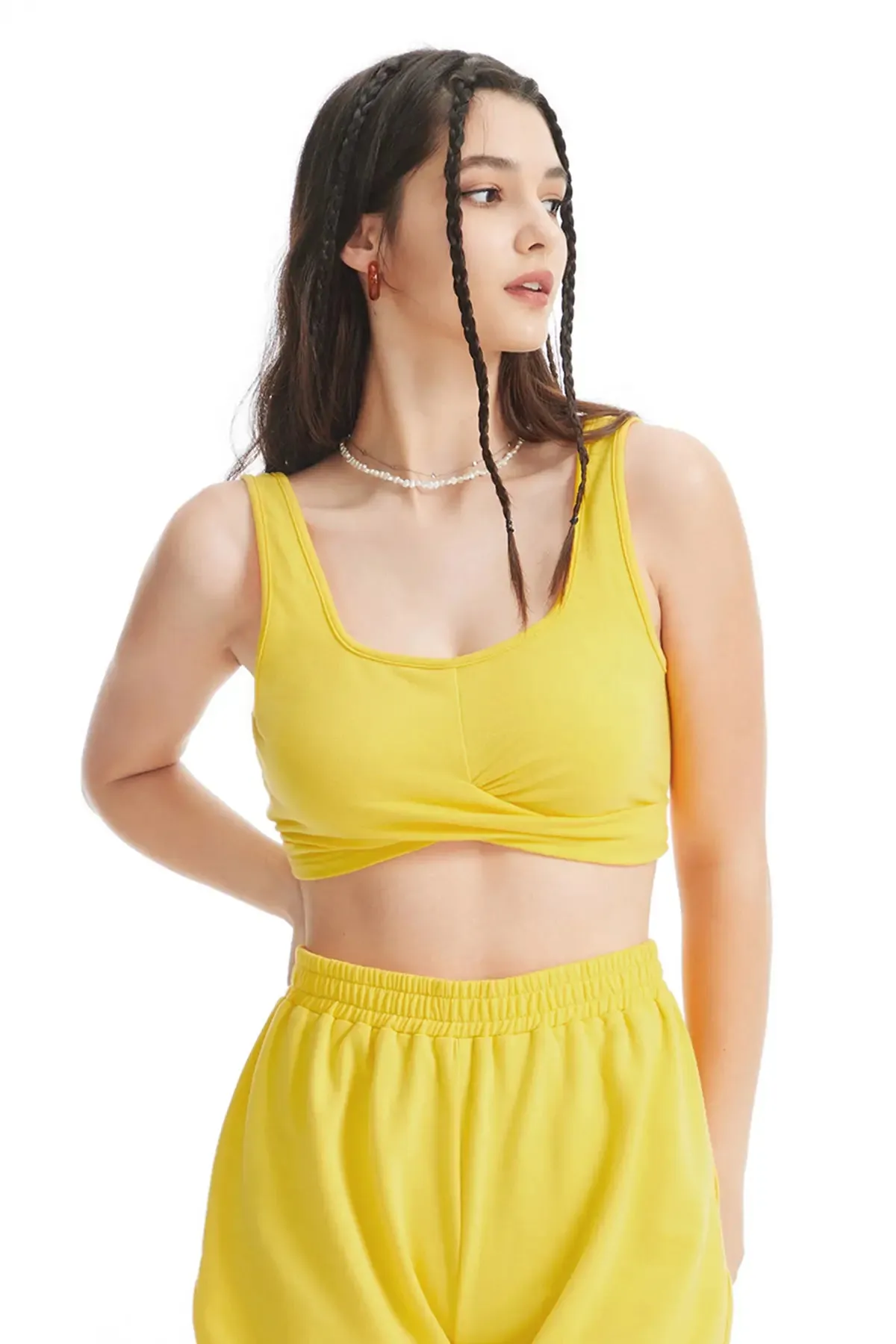 Criss Cross U Neck Crop Tank Top