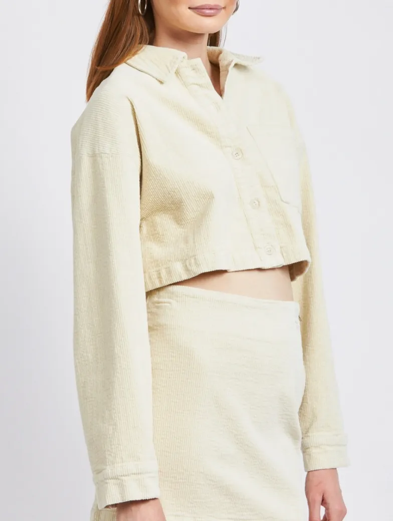 Cropped Corduroy Button Up Jacket