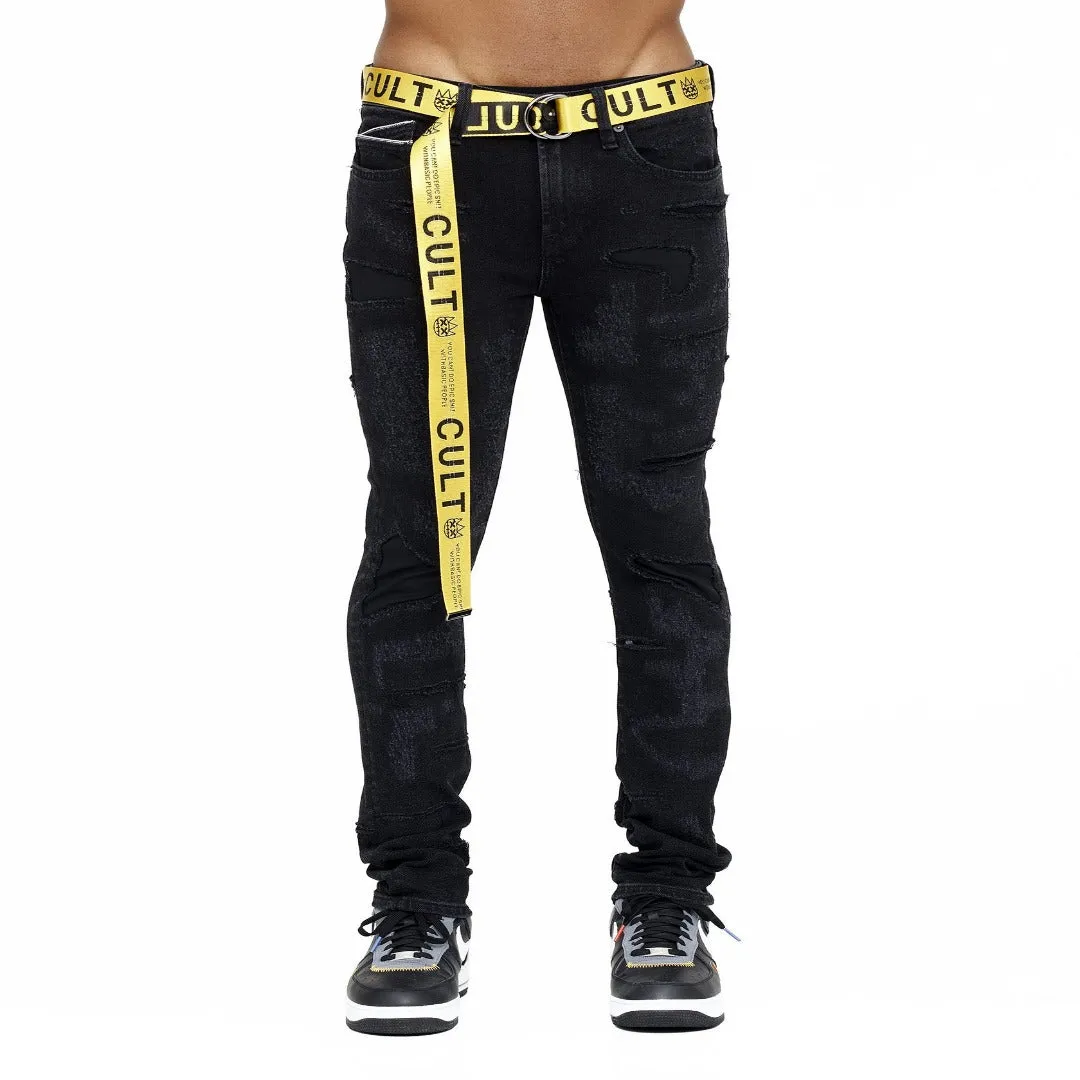 Cult of Individuality PUNK SUPER SKINNY STRETCH BELTED JEAN Men’s -GRUNGE