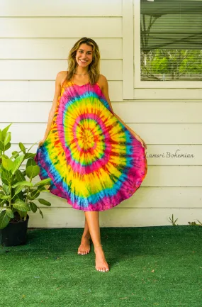 D4155- Hand Dyed Rainbow Sundress Hippie Dress