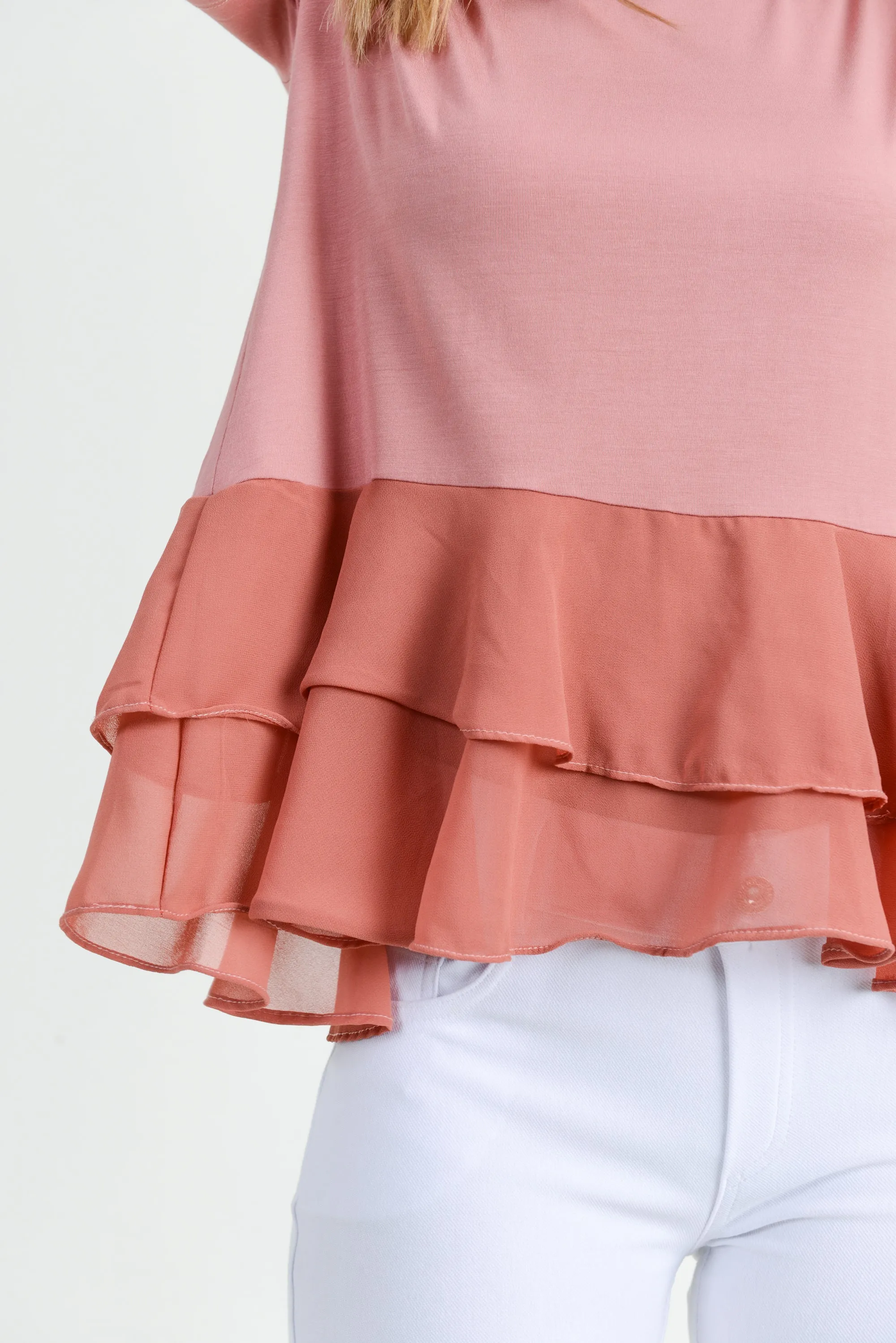 Daniella Short Sleeve Chiffon Ruffle Top