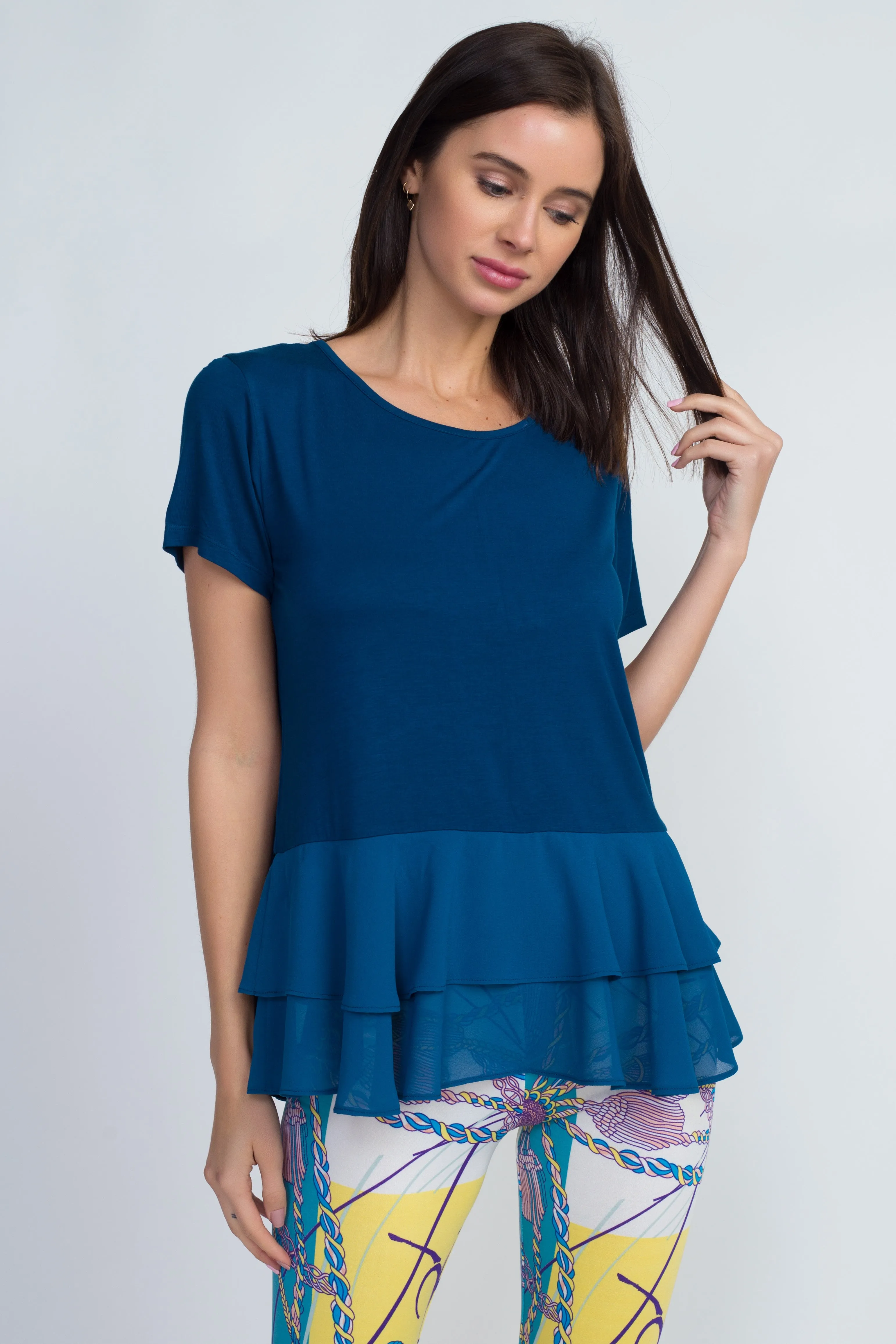 Daniella Short Sleeve Chiffon Ruffle Top