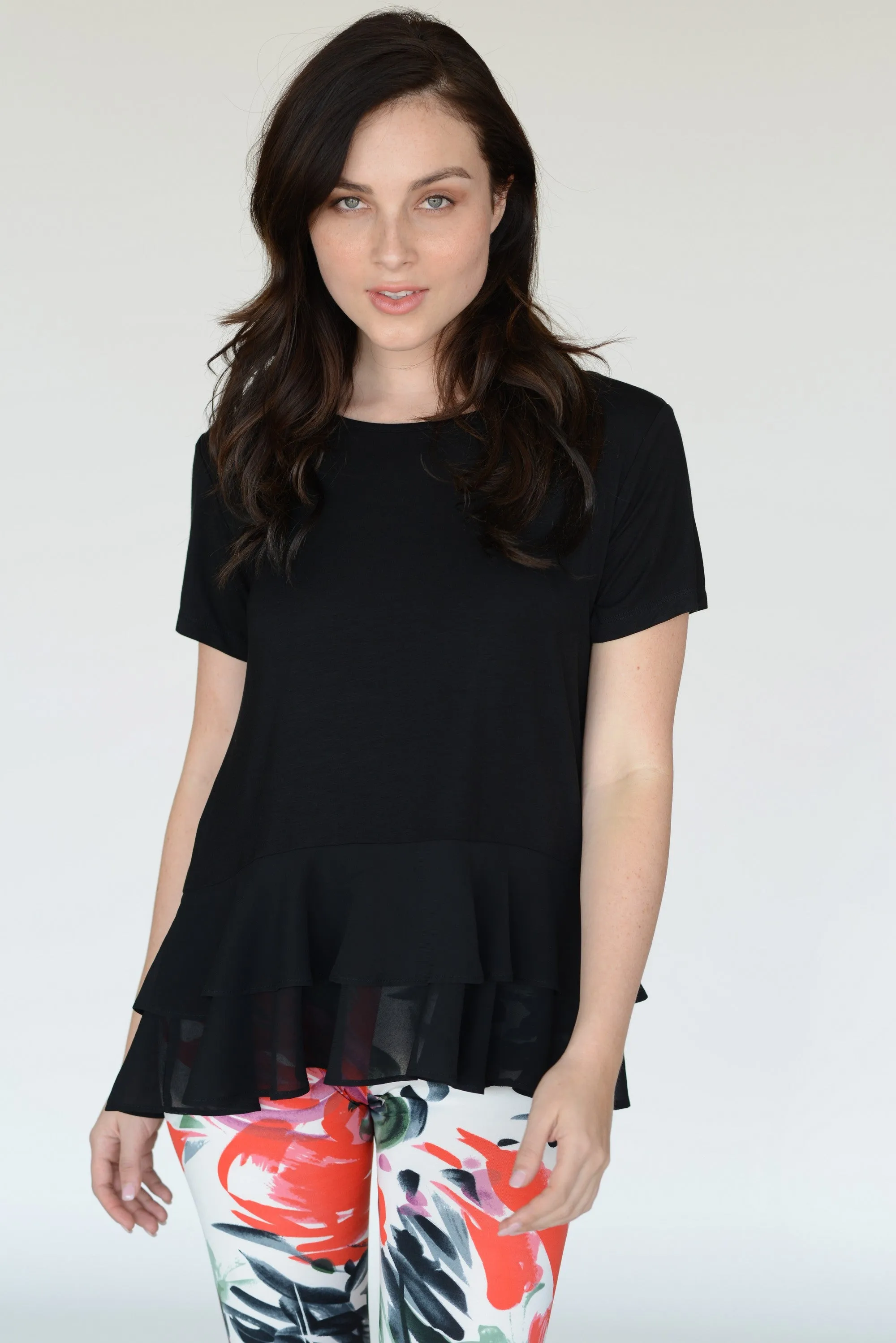 Daniella Short Sleeve Chiffon Ruffle Top