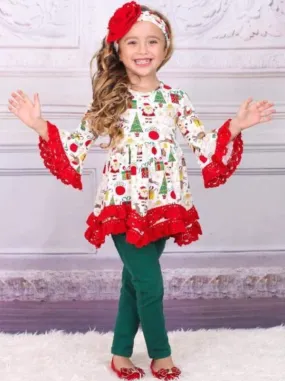 Deck The Halls Red Lace Ruffle Tunic