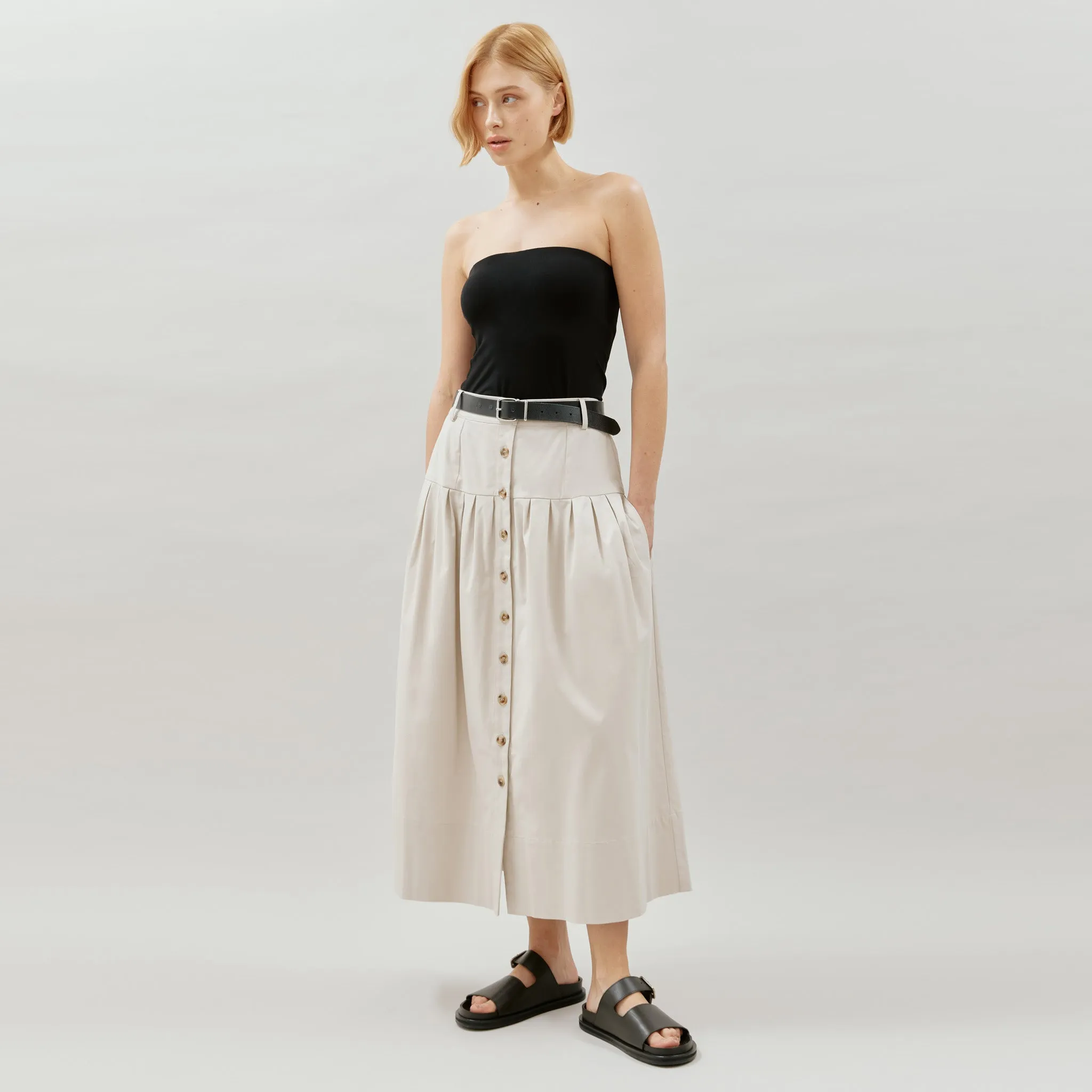 Deep Waist Maxi Skirt