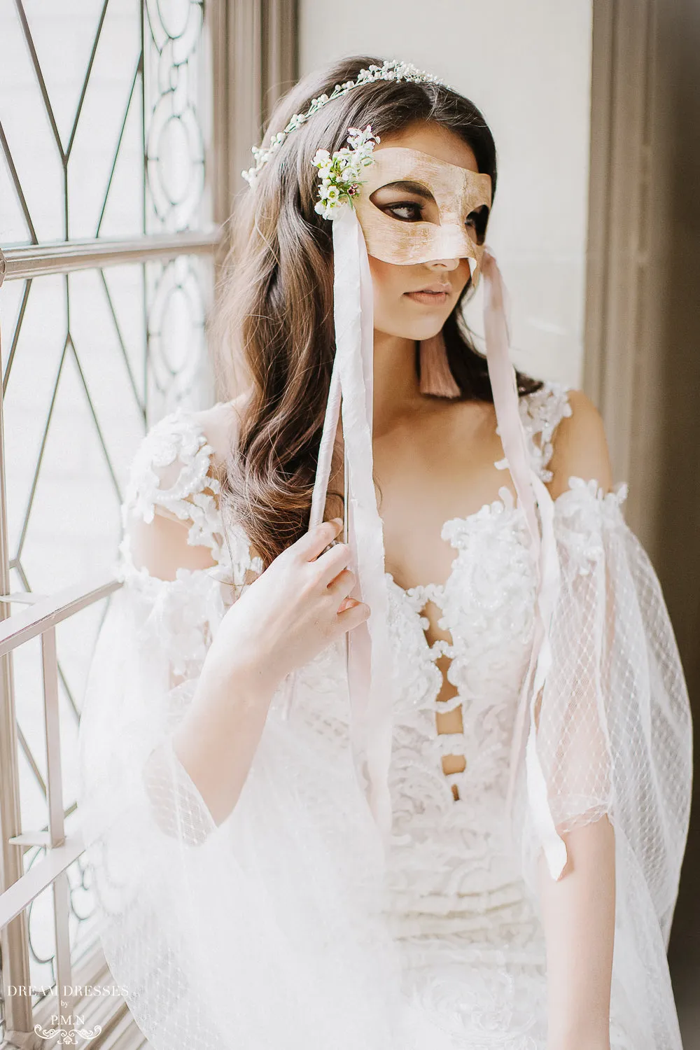 Detachable Off The Shoulder Bridal Cape Sleeves (#MARIAH)