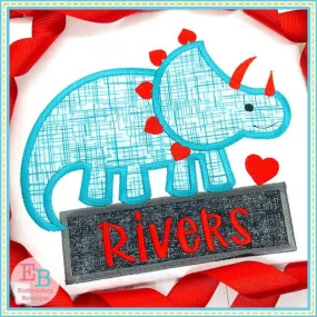 Dinosaur Hearts Satin Applique