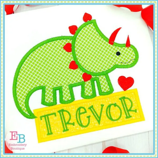 Dinosaur Hearts Satin Applique