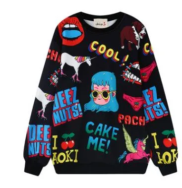 Doodle Print Cute Harajuku Sweater