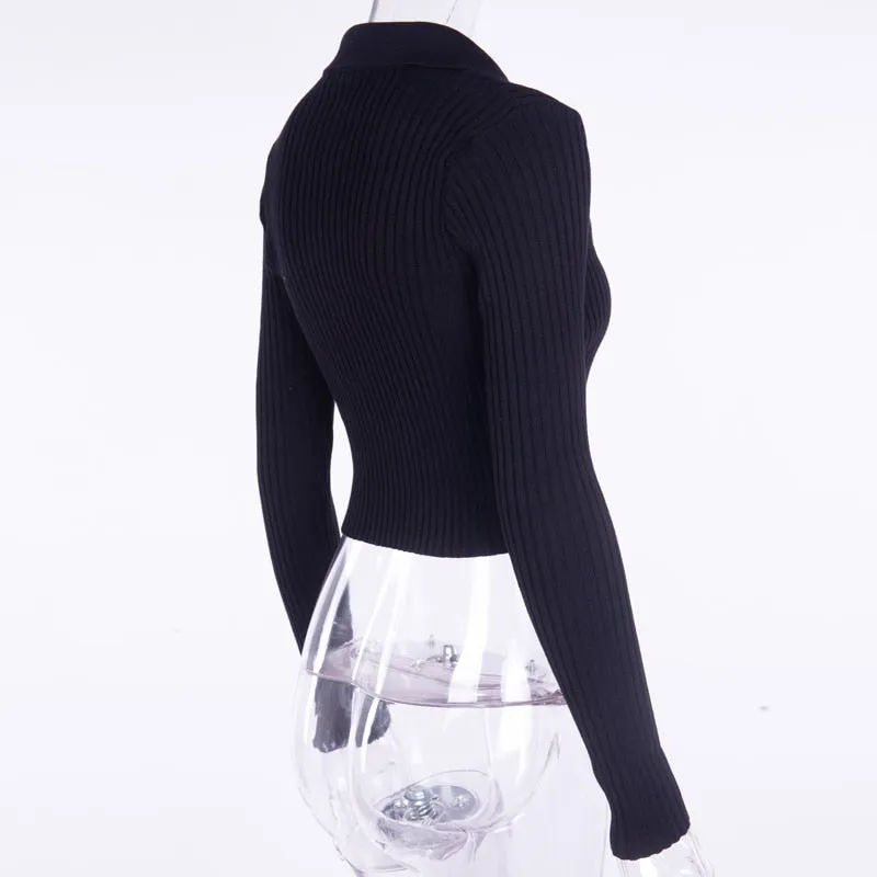 'Doomsday' Black Alt Grunge Ribbed Zip Long Sleeved Top