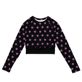 Dots Long Sleeve Black Crop Top