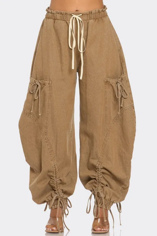 Dreya Drawstring Denim Cargo Pants