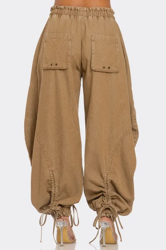 Dreya Drawstring Denim Cargo Pants