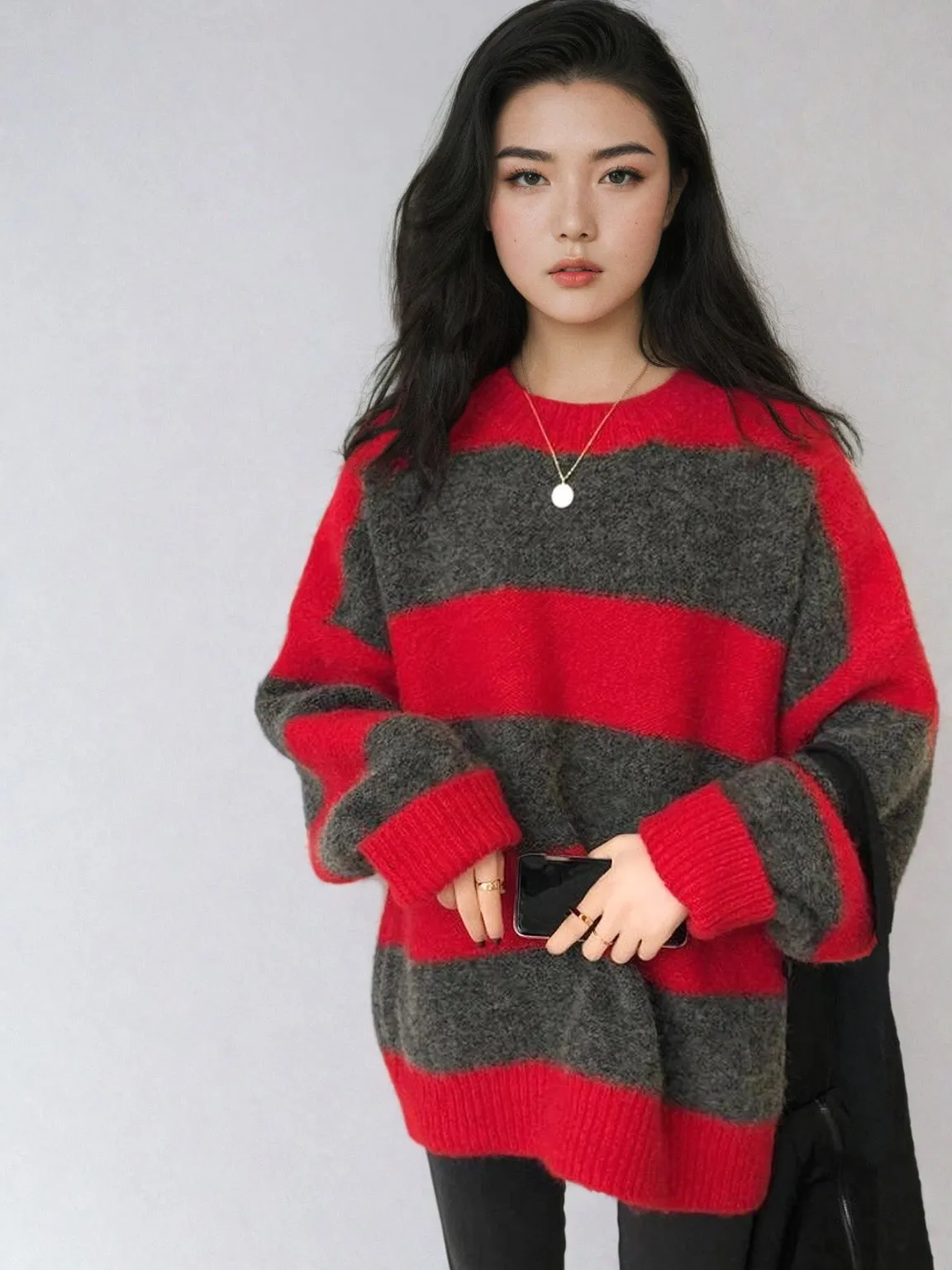 Drop Shoulder Striped Sweater