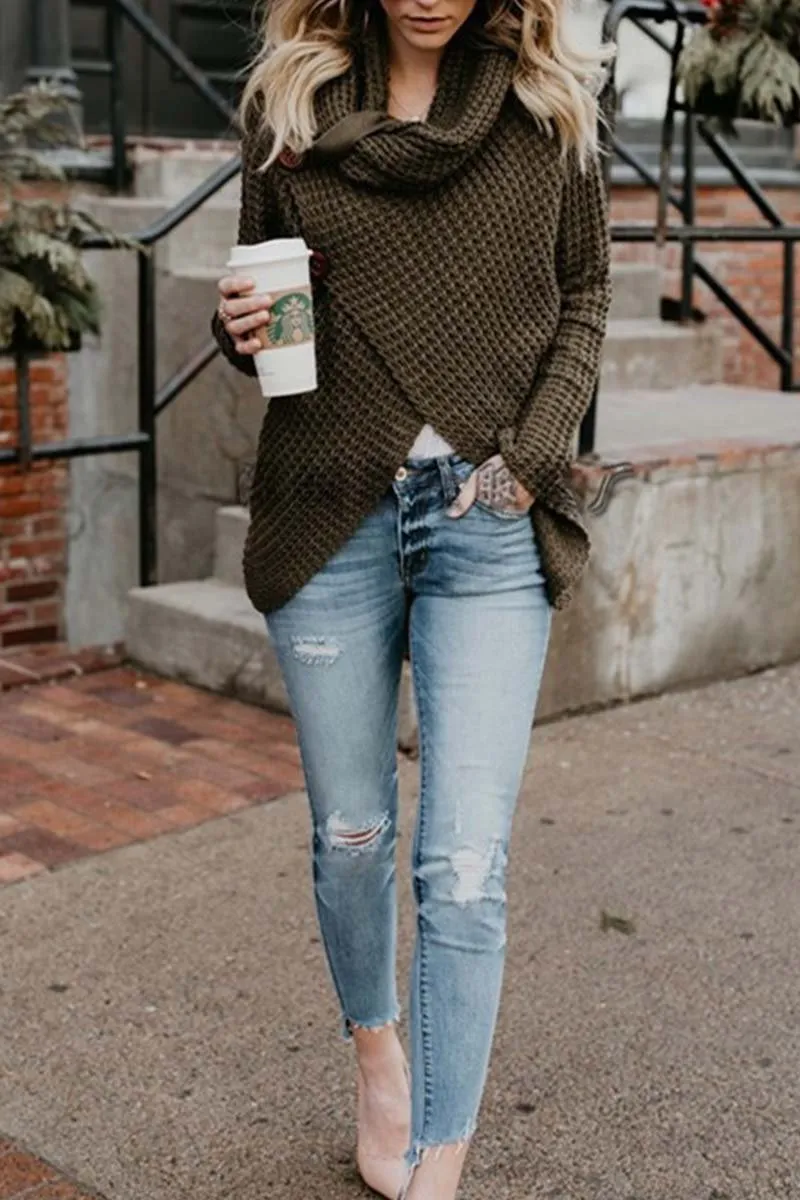 Dunnmall Irregular Winter Shawl Sweater