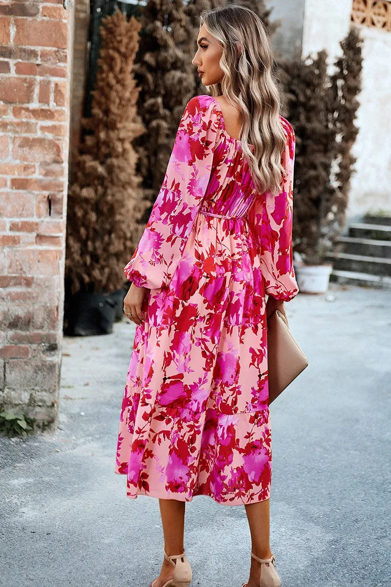 Elegant Flora Midi Dress