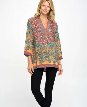 Embroidered Floral Burst Tunic Top