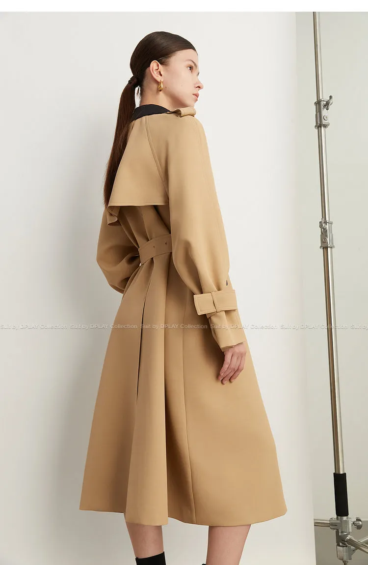 Fall Autumn Luxury British Khaki Old Money midi Trench Coat - Doas