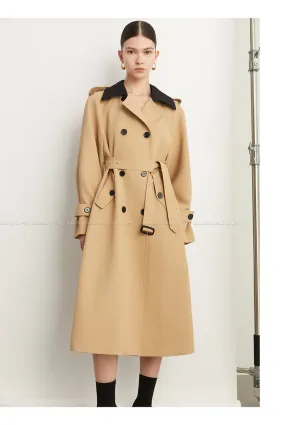 Fall Autumn Luxury British Khaki Old Money midi Trench Coat - Doas