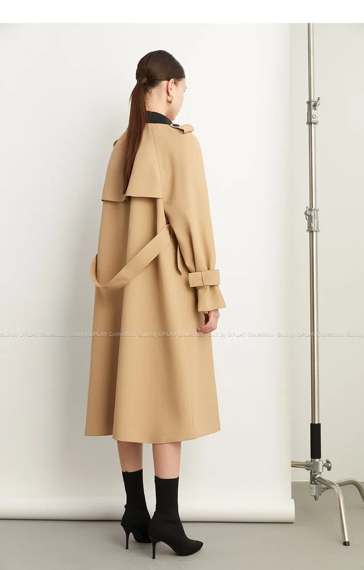 Fall Autumn Luxury British Khaki Old Money midi Trench Coat - Doas